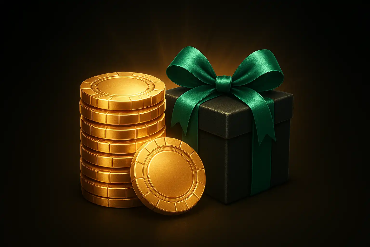 Illustration of casino chips and a gift box representing the RiderBet bonus offer
